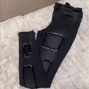 Fashion Nova Grey/Black Ripped Jeans